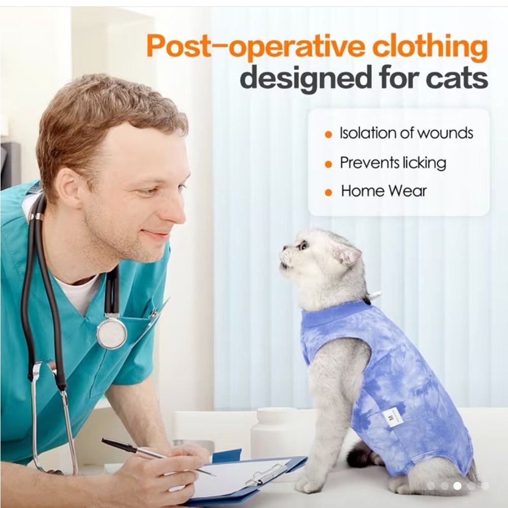 Cat Small surgery suit (purple) - Picture 3 of 6